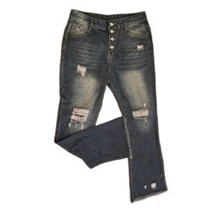 Women’s high vintage wash with front bottom High Rise Button Jean,  size Xl.